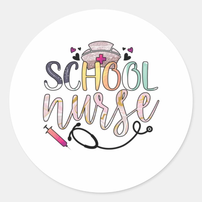 Sticker Rond Infirmière école-cadeau (Devant)