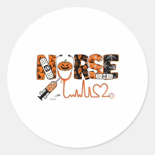 Sticker Rond Infirmière éffrayante Citrouille Halloween Costume (Devant)