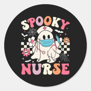 Sticker Rond Infirmière éffrayante Fantôme Halloween mignonne I