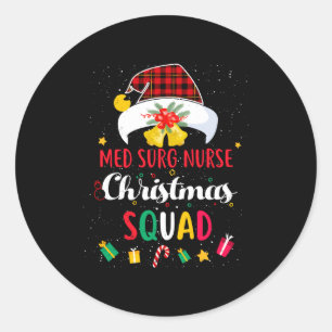 Sticker Rond Infirmière en chirurgie Noël Équipe Chapeau de Pèr