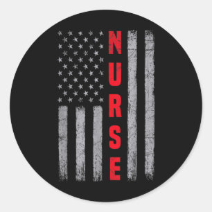 Sticker Rond Infirmière en détresse Distress American Flag Desi