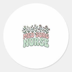 Sticker Rond Infirmière en médecine-chirurgie Motif floral vint