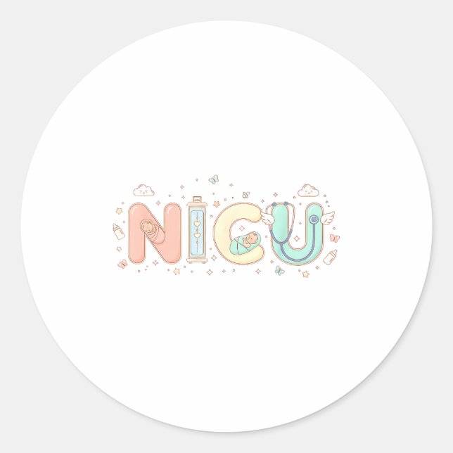 Sticker Rond Infirmière en néonatalogie Saint-Valentin Cœur Sté (Devant)