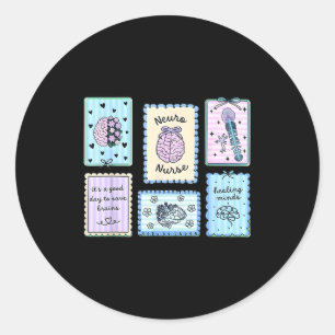 Sticker Rond Infirmière en neurologie neuro timbre travail neur