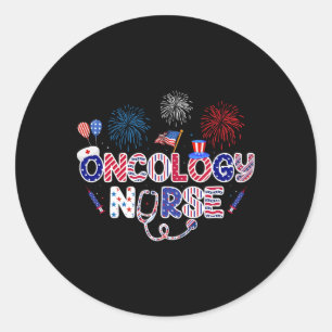 Sticker Rond Infirmière en oncologie 4 juillet Indepe américain