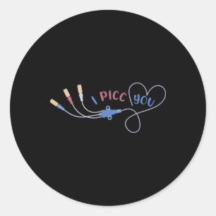 Sticker Rond Infirmière en oncologie Picc Cœur Saint-Valentin M