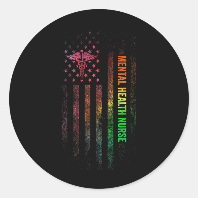 Sticker Rond Infirmière en santé mentale Rn (Devant)