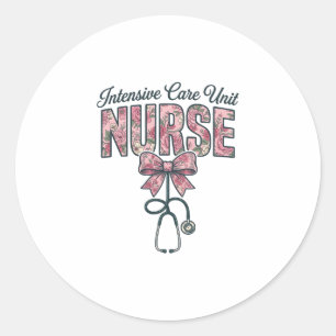Sticker Rond Infirmière en soins intensifs floral nœud concepti