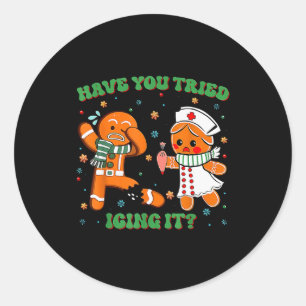 Sticker Rond Infirmière en soins intensifs Noël Mignon Pain d'é