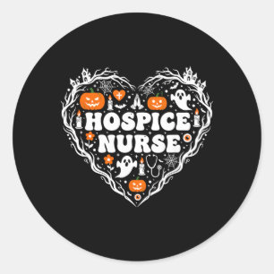 Sticker Rond Infirmière en soins palliatifs Cœur Citrouille Fan