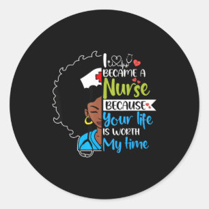 Sticker Rond Infirmière femme noire Mois de l'histoire des Noir
