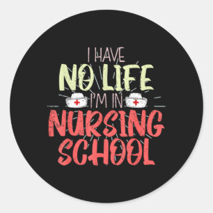 Sticker Rond Infirmière future drôle a une vie à l'école d'infi