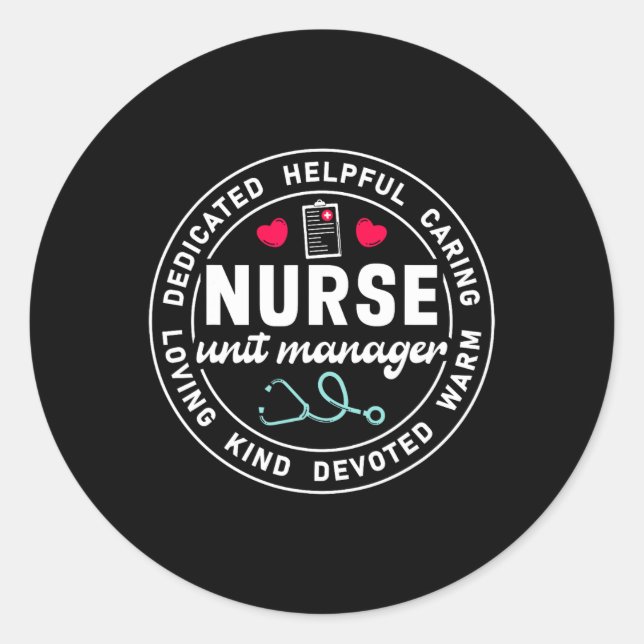 Sticker Rond Infirmière Gestionnaire de l'unité Appréciation Co (Devant)