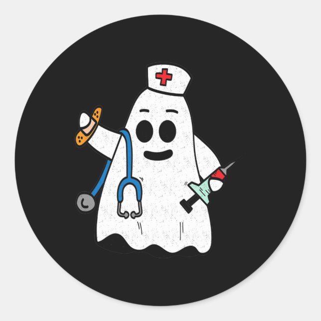 Sticker Rond Infirmière Ghost Scrub Costume Halloween mignonne  (Devant)