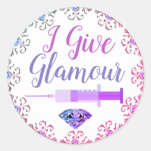 Sticker Rond Infirmière glamour abattu rose violet mignon
