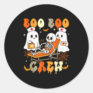 Sticker Rond Infirmière Halloween Équipe Bisou Bisou Fantôme Do