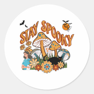 Sticker Rond Infirmière Halloween rester Éffrayant