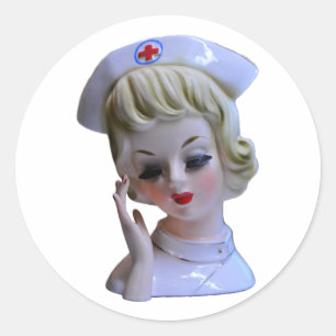 Sticker Rond Infirmière Héros de première ligne Aide soignante 