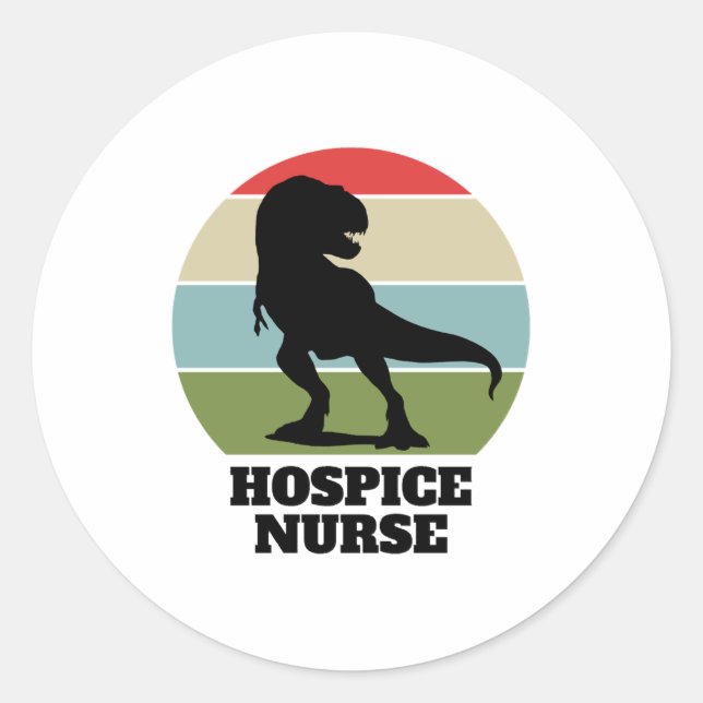 Sticker Rond Infirmière hospitalière Dinosaur (Devant)
