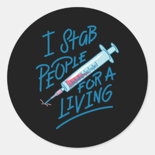 Sticker Rond Infirmière I Stab Personnes Pour Un Infirmière Aig