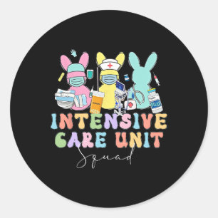 Sticker Rond Infirmière Icu Bunny Unité de soins intensifs Infi
