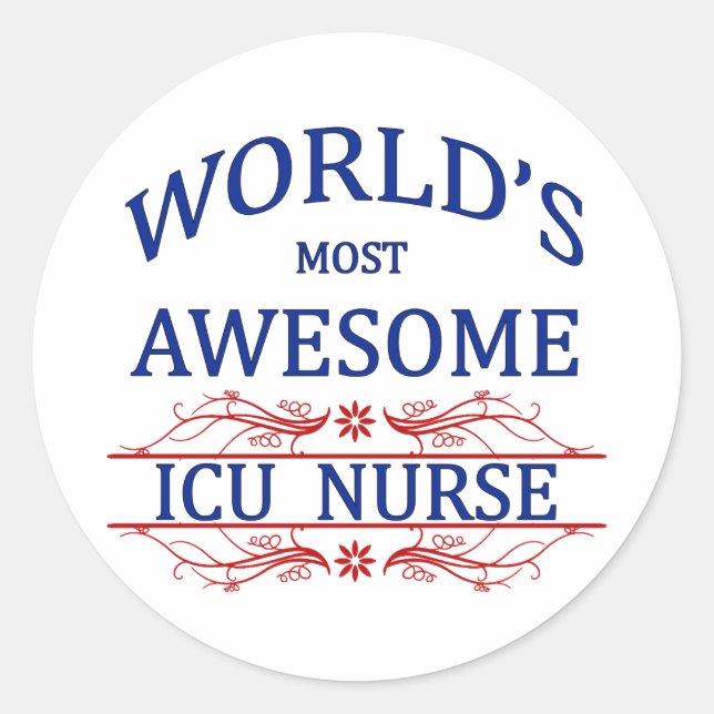 Sticker Rond Infirmière ICU la plus géniale au monde (Devant)