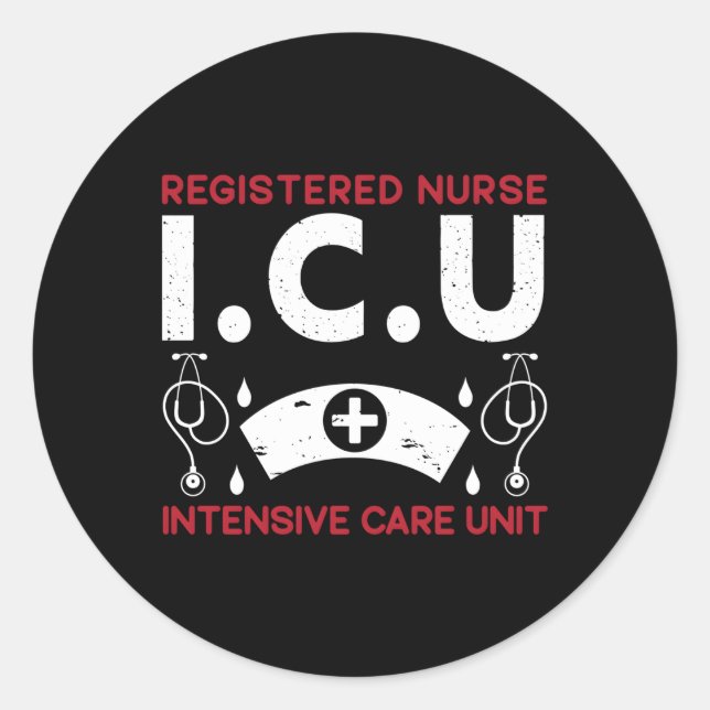Sticker Rond Infirmière Infirmière Infirmière Icu Rn Intensive  (Devant)