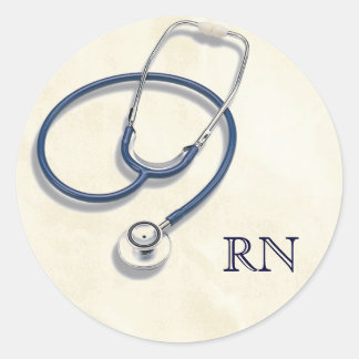 Sticker Rond Infirmière inscrite avec stéthoscope