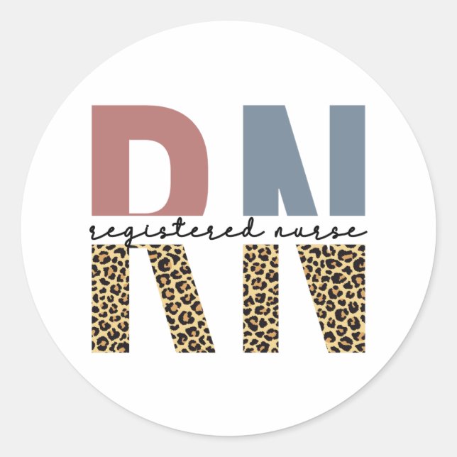 Sticker Rond Infirmière inscrite de la RN Cheetah Imprimer Infi (Devant)