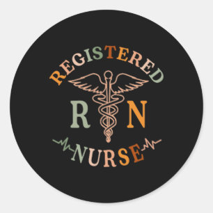 Sticker Rond Infirmière inscrite Retro Infirmière Médicale Rn H