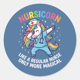 Sticker Rond Infirmière licorne énergie lumineuse et magique