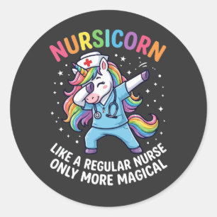 Sticker Rond Infirmière Licorne Énergie Lumineuse et Magique 
