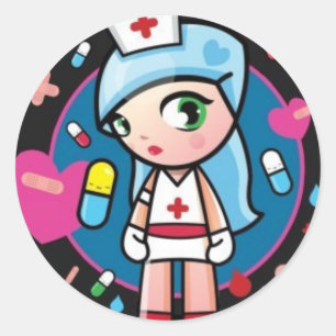 Sticker Rond Infirmière Lolita