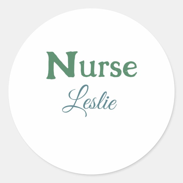 Sticker Rond Infirmière médecin ajouter le nom texte vert bleu  (Devant)