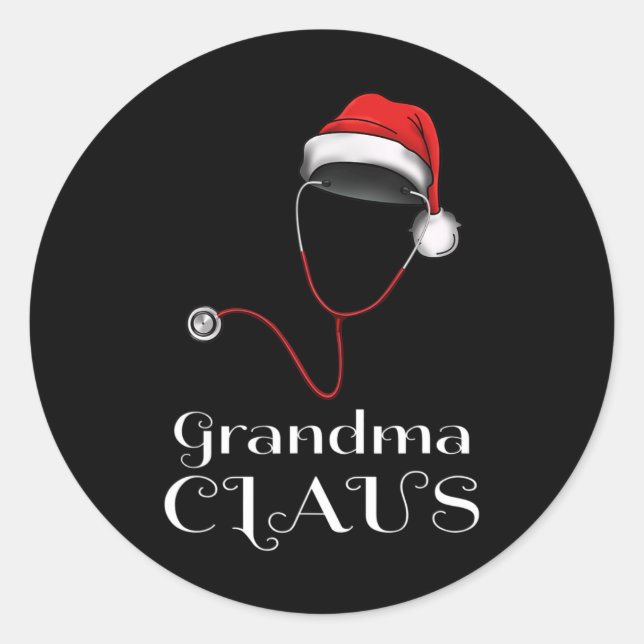 Sticker Rond Infirmière Noël grand-mère Claus correspondant Pyj (Devant)