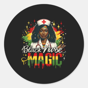 Sticker Rond Infirmière noire Reine afro Mois de l'histoire des