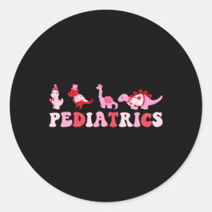 Sticker Rond Infirmière pédiatrique Pédiatrie Dinosaures mignon