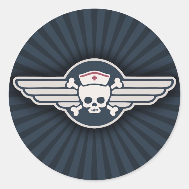 Sticker Rond Infirmière Pirate Wings III (Devant)
