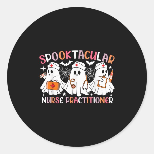 Sticker Rond Infirmière praticienne Spooktacular drôle Hallowee (Devant)