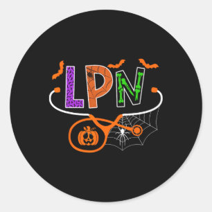 Sticker Rond Infirmière Pratique Autorisée Lpn Halloween Citrou