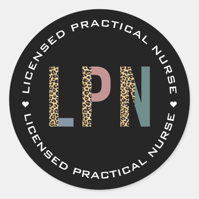 Sticker Rond Infirmière pratique autorisée par LPN personnalisé (Devant)
