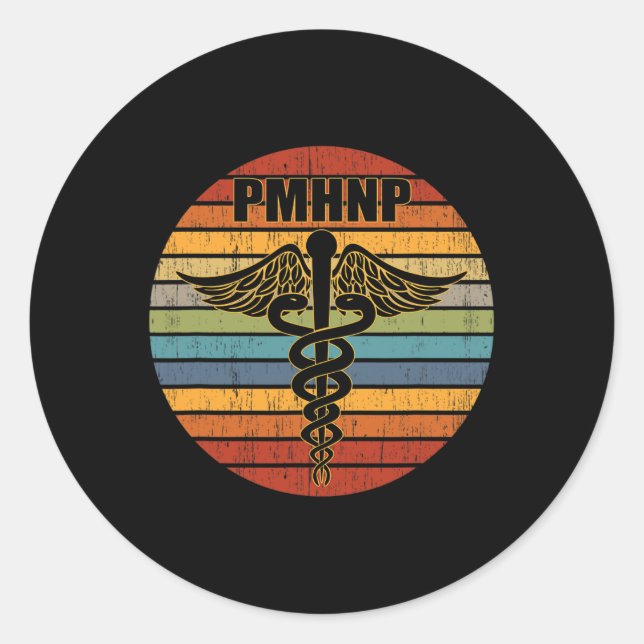 Sticker Rond Infirmière psychiatrique Praticien Médicale Caduce (Devant)