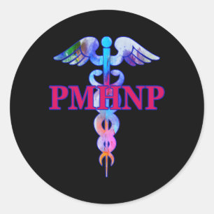 Sticker Rond Infirmière Psychiatrique Praticien Pmhnp Caduceus