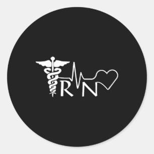 Sticker Rond Infirmière Rn Heartbeat Diplôme Femme Cadeau