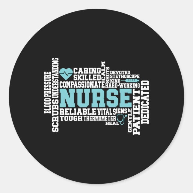 Sticker Rond Infirmière Rn Lvn École de soins infirmiers Médica (Devant)