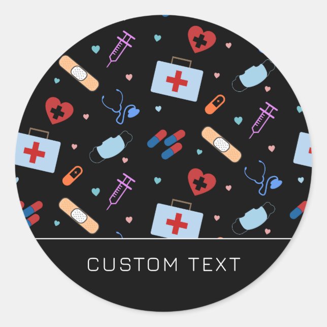 Sticker Rond Infirmière RN personnalisée | Docteur Motif Médica (Devant)