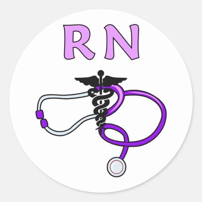 Sticker Rond Infirmière RN Stethoscope (Devant)
