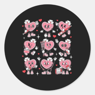 Sticker Rond Infirmière Saint-Valentin Cœur Candy Urgence Réani
