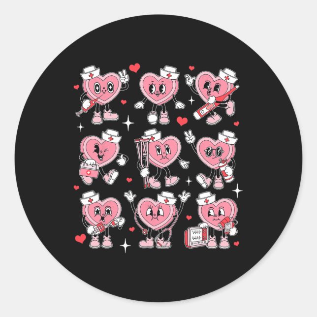 Sticker Rond Infirmière Saint-Valentin Cœur Candy Urgence Réani (Devant)