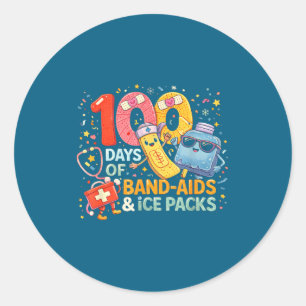 Sticker Rond Infirmière scolaire 100 jours bandages poches de g